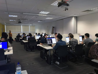 Exam candidates at an exam sitting